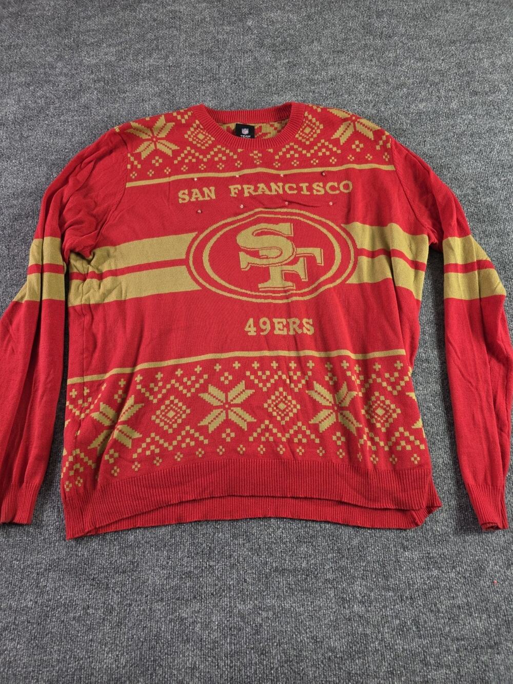 Men's NFL San Francisco 49ers Ugly Christmas Sweater Busy Block Size 3XL XXXL SF